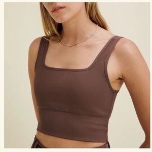 Recess Pickleball Parker Crop Bra- Espresso - Size Small